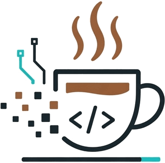 Dampfende Kaffeetasse mit Code-Symbol